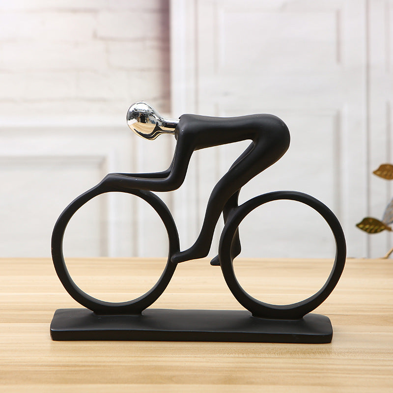 Modern Art Resin Bicycle Cyclist Statue Sculpture Figurine