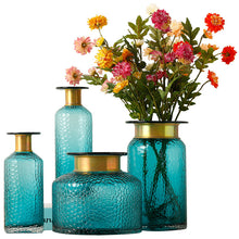 Load image into Gallery viewer, Minimalist Modern Aqua Translucent Glass Vase
