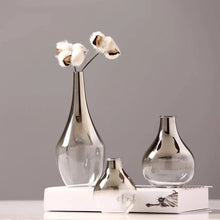Load image into Gallery viewer, Silver Gradient Decorative Glass Vases
