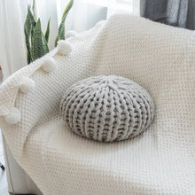 Load image into Gallery viewer, Round Handwoven Knit Pouf Pillow
