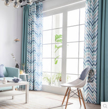 Load image into Gallery viewer, Modern Style Chevron Stripe Printed &amp; Solid Color Blackout Curtains
