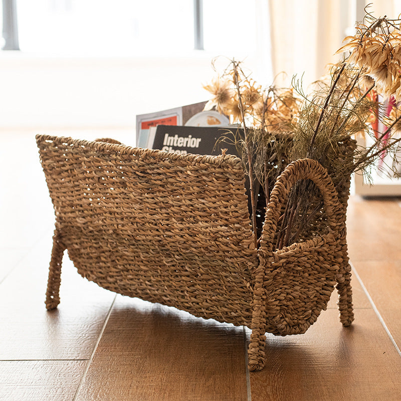 Handmade Woven Book & Magazine Storage Basket