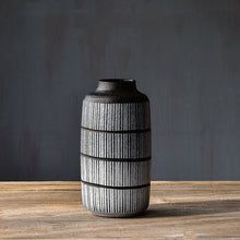 Load image into Gallery viewer, Retro Classic Black &amp; White Striped Textured Vase
