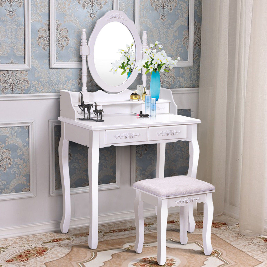 Makeup Vanity Dressing Table Set (White)