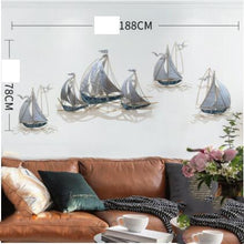 Load image into Gallery viewer, Sailboat Modern Wrought Iron Wall Art Decor
