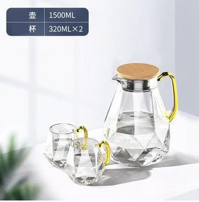 Diamond Textured Borosilicate Glass Teapot Set