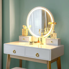 Load image into Gallery viewer, Makeup Vanity Table Set with Stool and Mirror with 3 Color Lighting Modes
