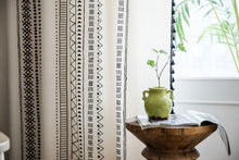 Load image into Gallery viewer, Boho White Linen Curtains with Tassels &amp; Geometric Design
