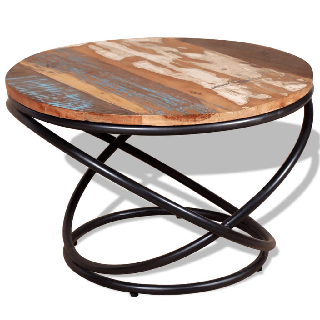 Round Multi-Colored Solid Reclaimed Wood Coffee Table