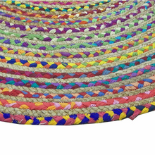 Load image into Gallery viewer, Boho Round Multi-Colored Hand Woven Jute Rug
