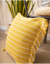 Load image into Gallery viewer, Yellow Boho Stripe Tassel Pillow Cushion Cover
