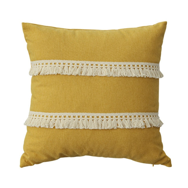Nordic Decorative Cotton Linen Tassel Pillow or Pillowcase