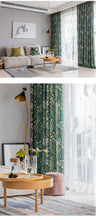 Load image into Gallery viewer, Modern Vintage Boho Style Green Leaf Curtains
