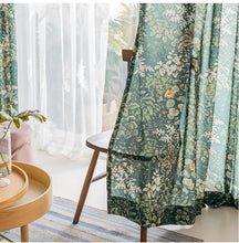 Load image into Gallery viewer, Modern Vintage Boho Style Green Leaf Curtains
