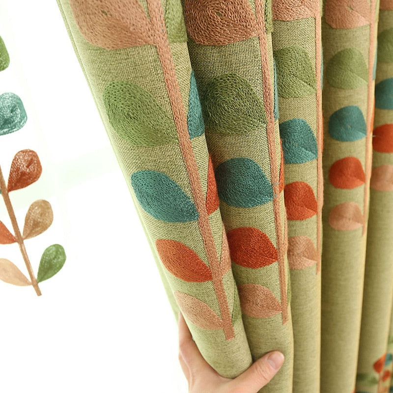 Embroidered Boho Linen Curtains
